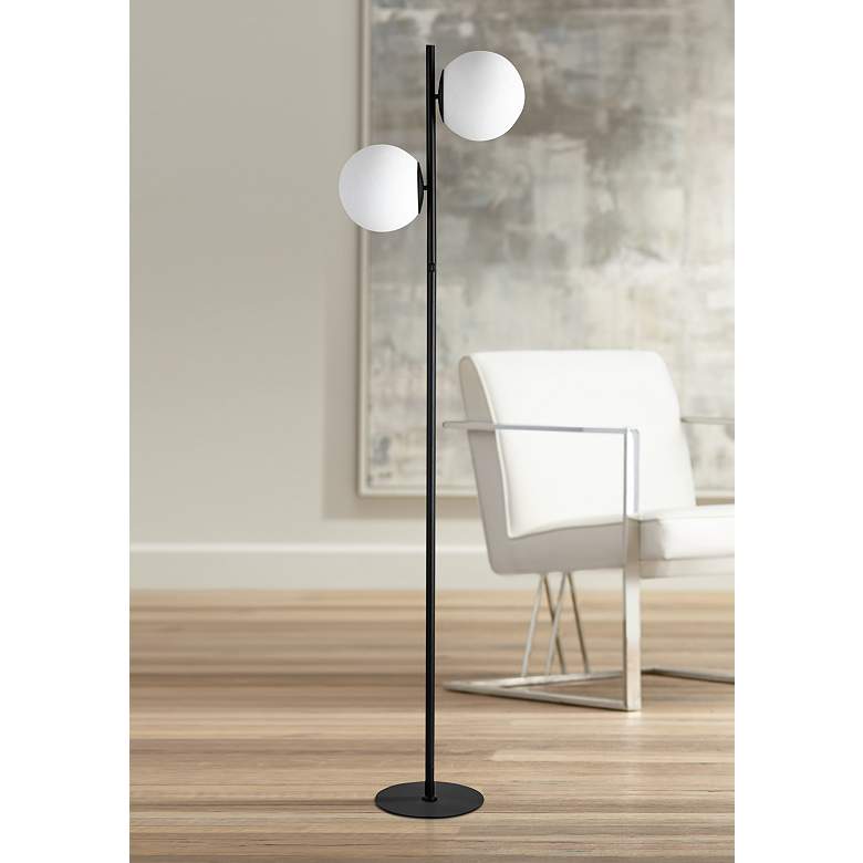 Image 1 Dainolite Folgar 66 3/4 inch High Matte Black Metal 2-Light Floor Lamp