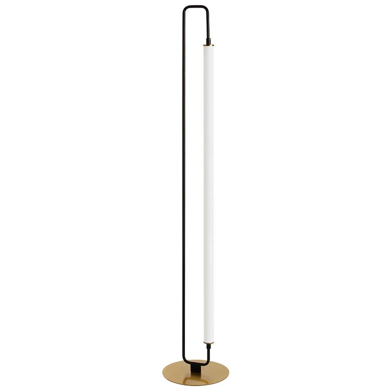Image 1 Dainolite Freya 59" High Matte Black And Aged Brass LED Floor Lamp
