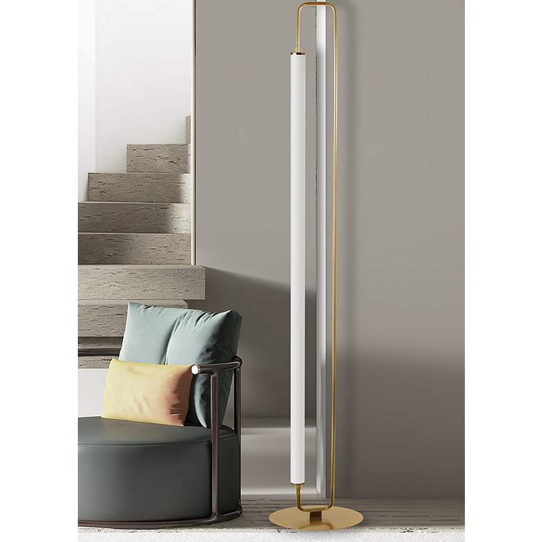 Image 1 Dainolite Freya 59" White Acrylic and Aged Brass Modern LED Floor Lamp