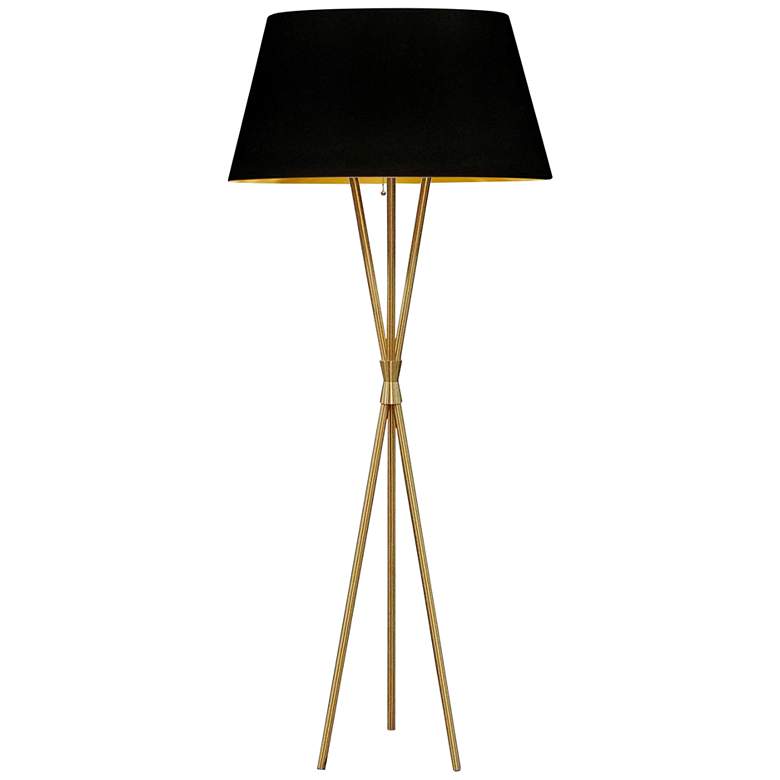 Image 1 Dainolite Gabriela 61 1/2 inch Black and Aged Brass Tripod Floor Lamp