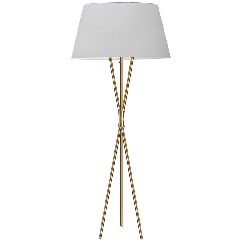 Image 2 Dainolite Gabriela 61 1/2" White and Brass Modern Tripod Floor Lamp