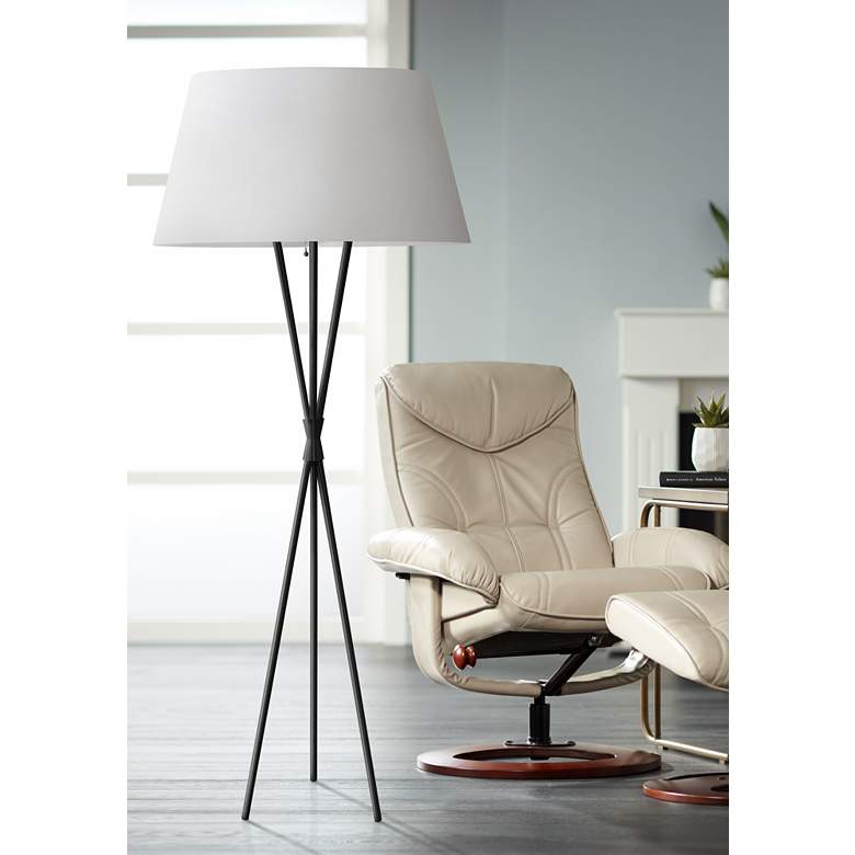 Image 1 Dainolite Gabriela 61 1/2" White and Matte Black Tripod Floor Lamp