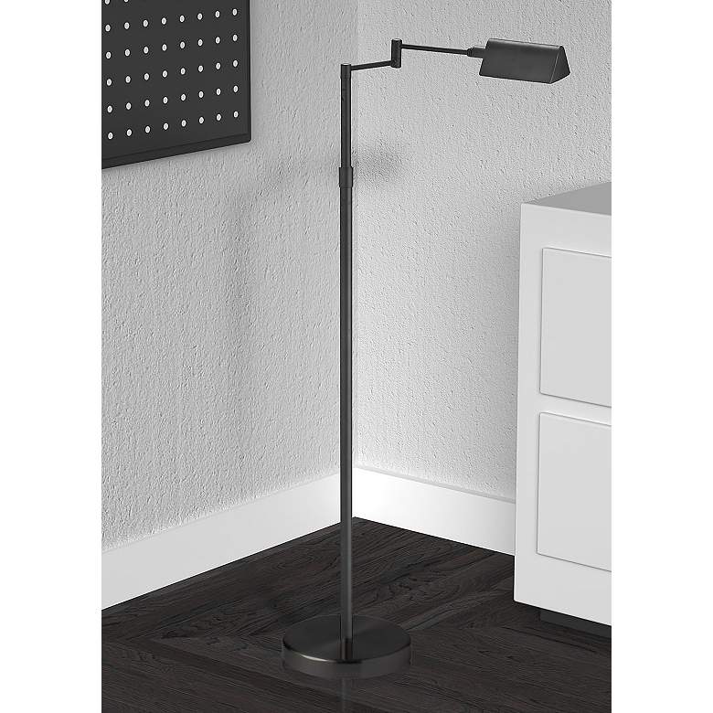 Image 1 Dainolite Gala Adjustable Height Modern LED Black Swing Arm Floor Lamp