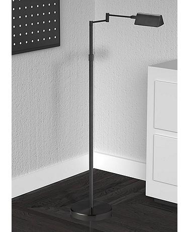 Dainolite Gala Adjustable Height Modern LED Black Swing Arm Floor Lamp