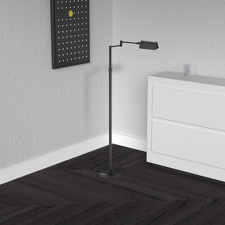 Image 3 Dainolite Gala Adjustable Height Modern LED Black Swing Arm Floor Lamp more views