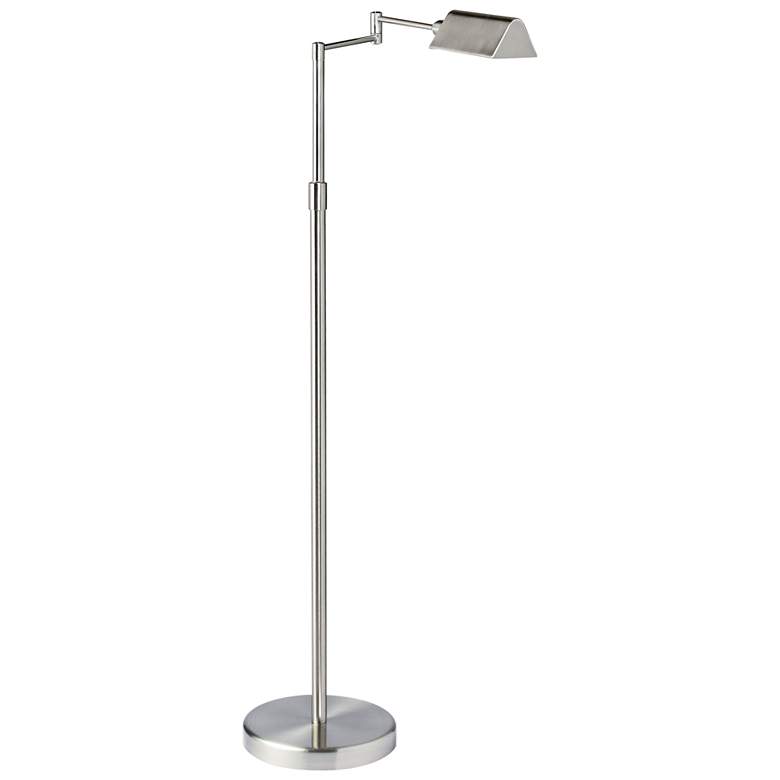Image 2 Dainolite Gala Adjustable Height Satin Nickel LED Swing Arm Floor Lamp