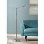 1_Dainolite Gala Adjustable Height Satin Nickel LED Swing Arm Floor Lamp