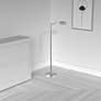 3_Dainolite Gala Adjustable Height Satin Nickel LED Swing Arm Floor Lamp more views