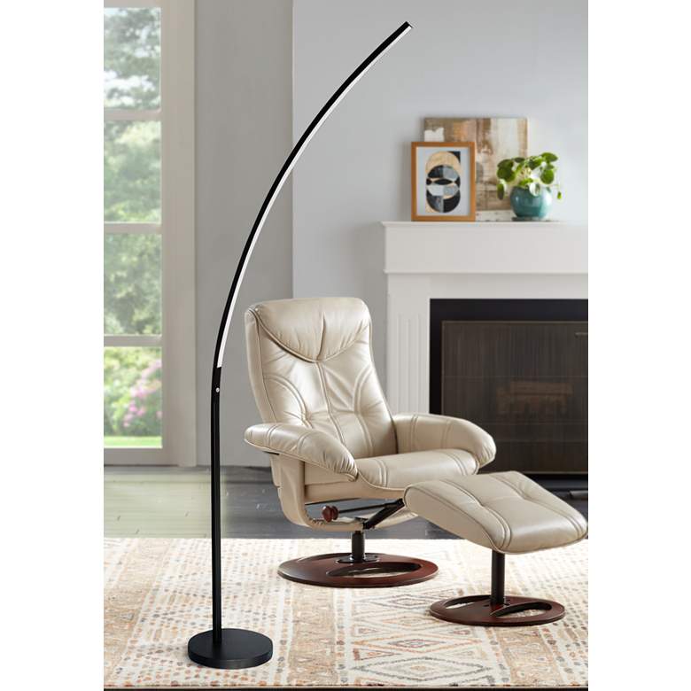 Image 1 Dainolite Gentle Bend 70 inch  Matte Black Modern LED Arc Floor Lamp