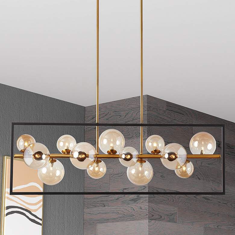 Image 1 Dainolite Glasgow 42" Matte Black and Bronze 13-Light Linear Pendant