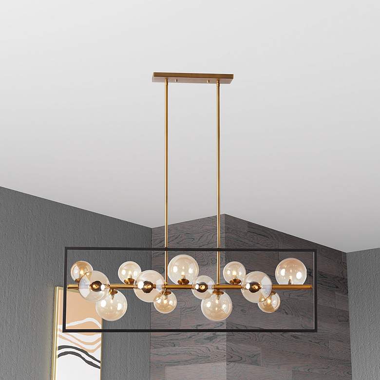 Image 3 Dainolite Glasgow 42" Matte Black and Bronze 13-Light Linear Pendant more views