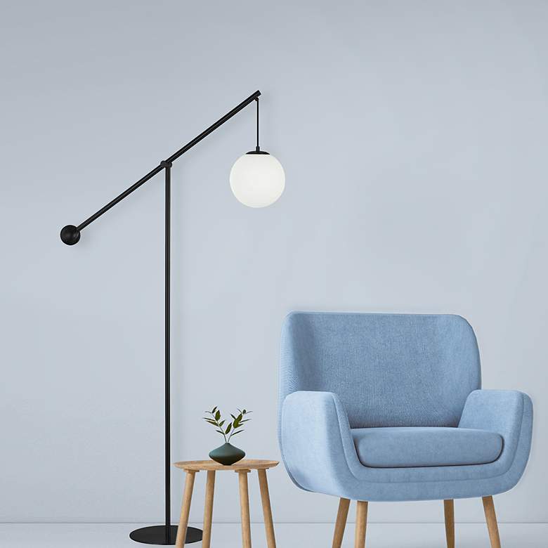 Image 2 Dainolite Holly 66 3/4 High Modern Matte Black Boom Arm Floor Lamp more views