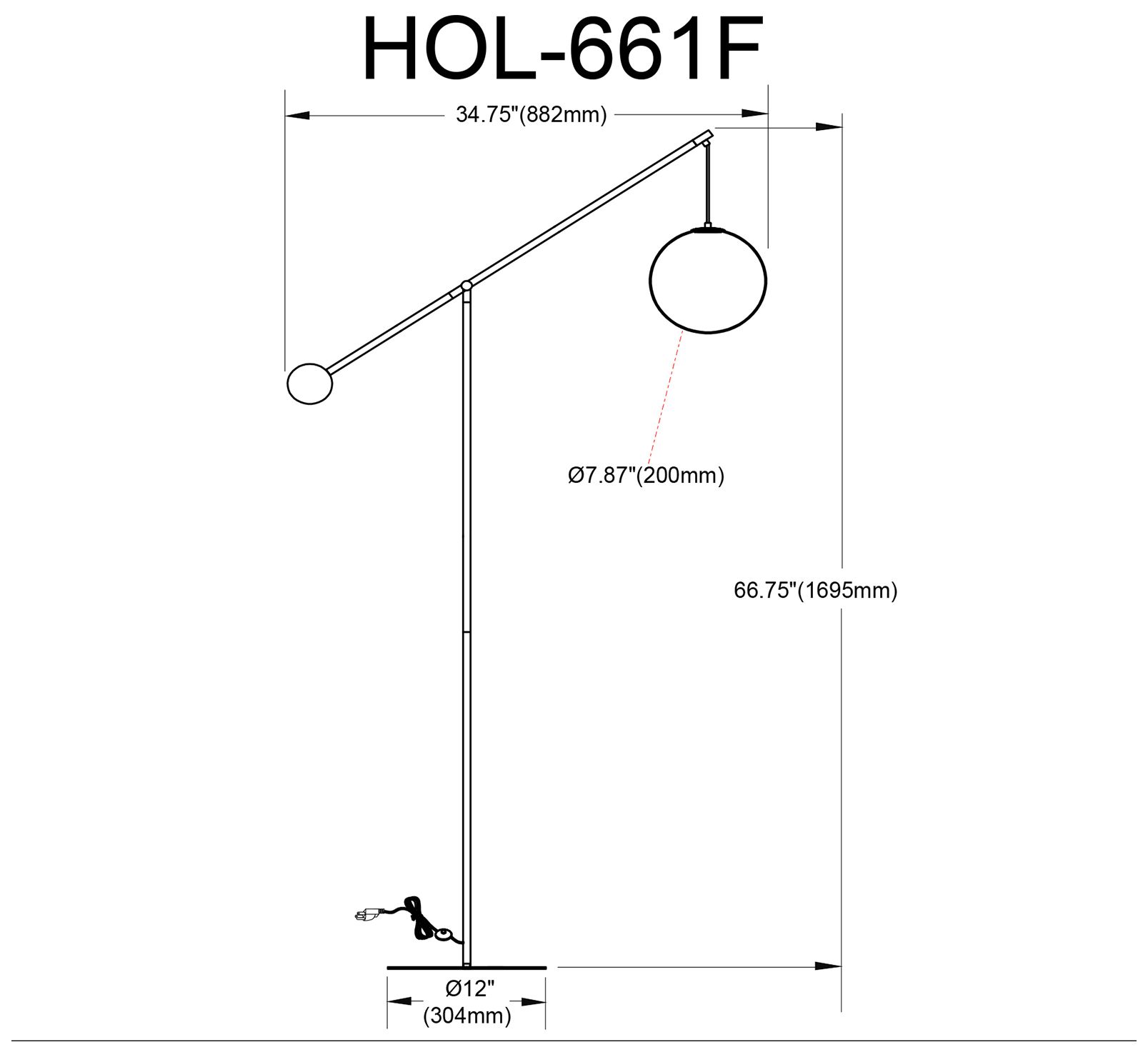 Image 5 Dainolite Holly 66 3/4" High Modern Aged Brass Boom Arm Floor Lamp more views