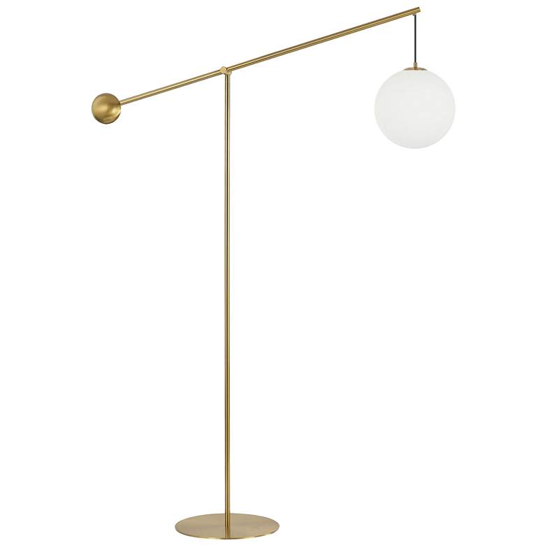 Image 1 Dainolite Holly 94 1/2" High Aged Brass Boom Arm Floor Lamp