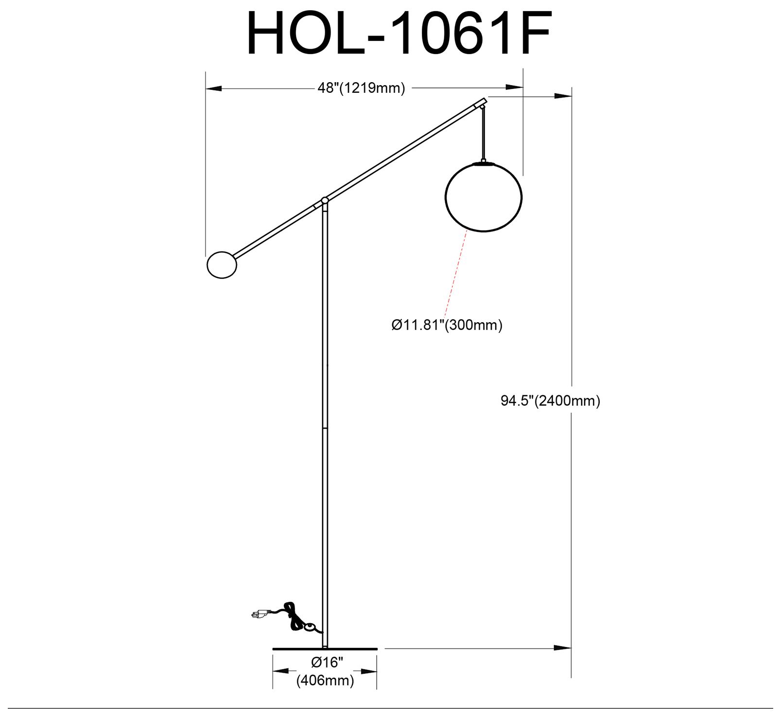 Image 5 Dainolite Holly 94 1/2" High Aged Brass Boom Arm Floor Lamp more views