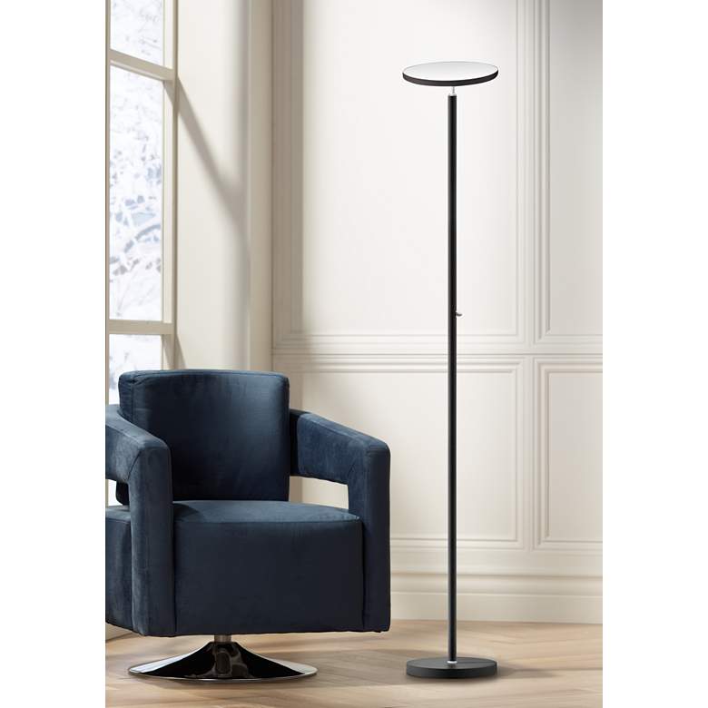 Image 1 Dainolite Jasmine 72" Satin Black Modern LED Torchiere Floor Lamp