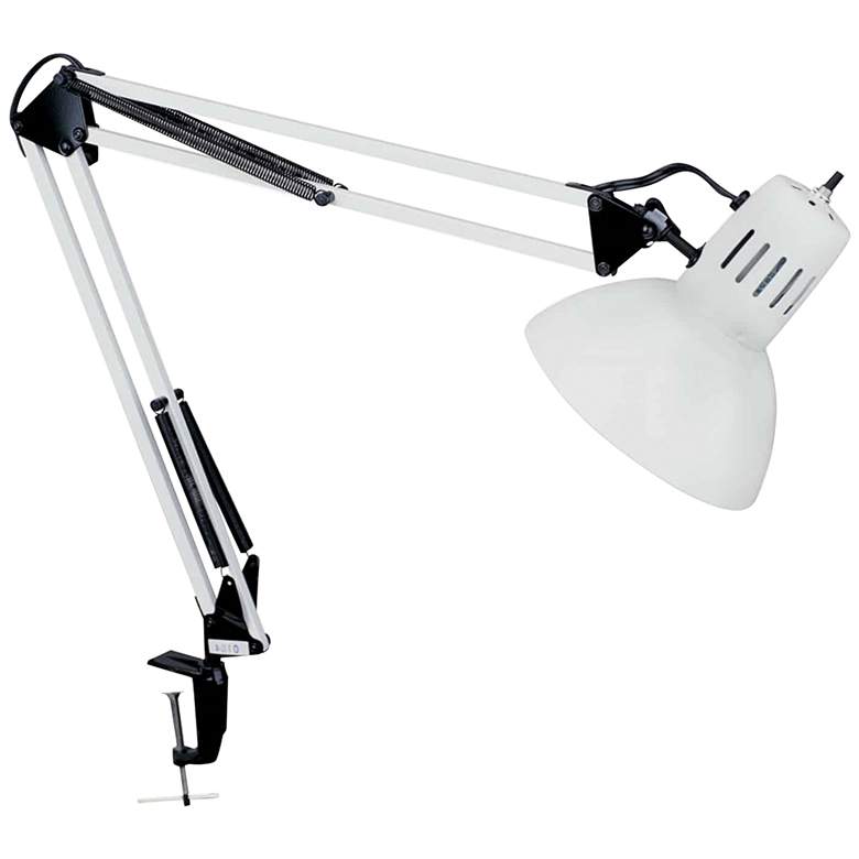 Image 1 Dainolite Lorn Gloss White Metal Adjustable Clamp-On Task Lamp
