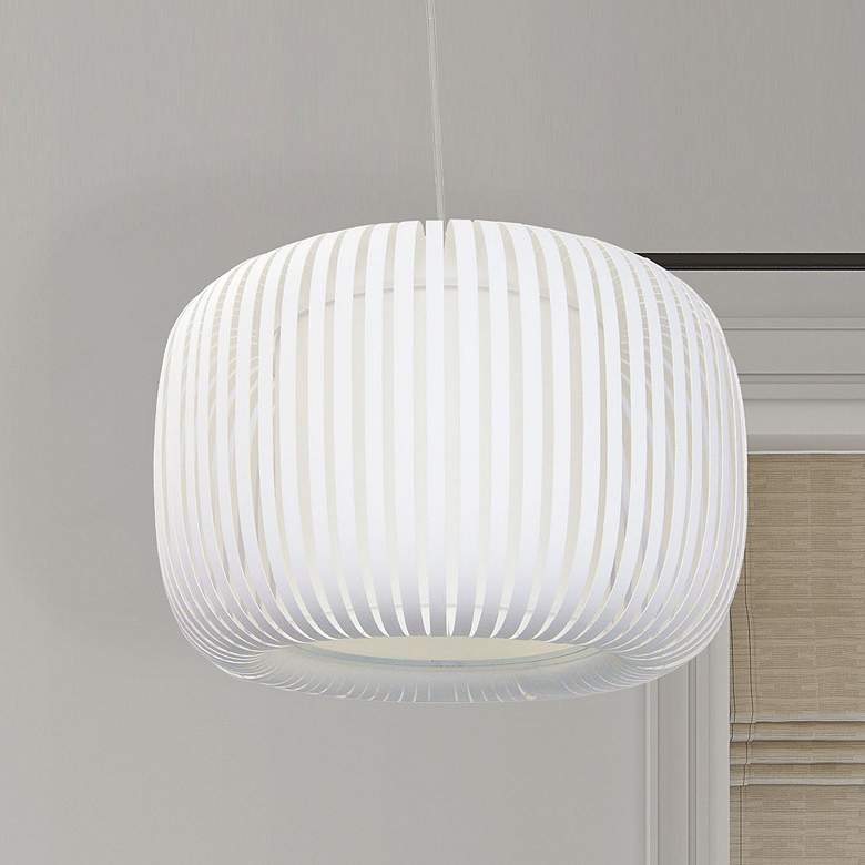 Image 1 Dainolite Mia 18" Wide Painted White Slit Shade Pendant Light
