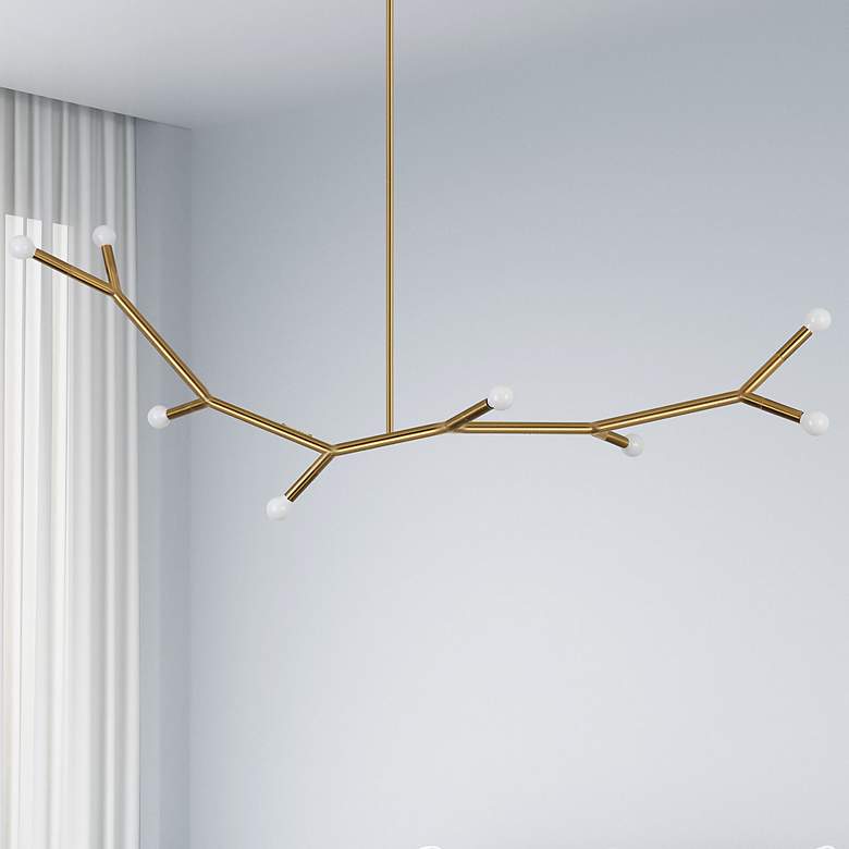 Image 1 Dainolite Morgan 59 3/4" Wide 8-Light Aged Brass Modern Branch Pendant