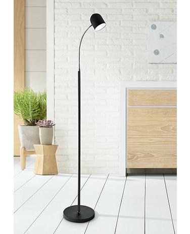 Dainolite Noah 53" Black Modern Gooseneck Arm LED Floor Lamp