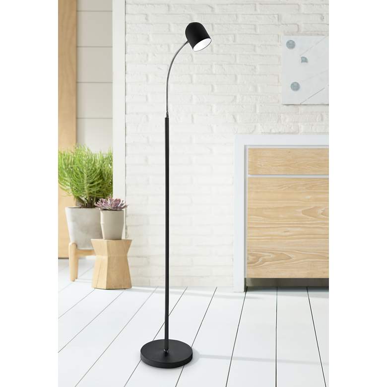 Image 1 Dainolite Noah 53" Black Modern Gooseneck Arm LED Floor Lamp