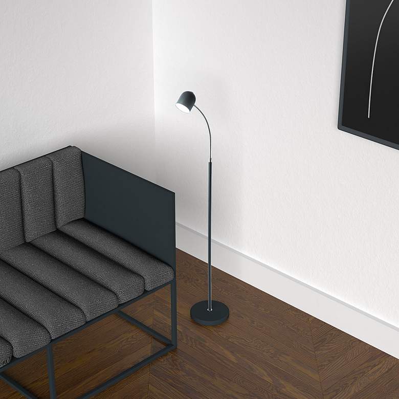 Image 3 Dainolite Noah 53" Black Modern Gooseneck Arm LED Floor Lamp more views