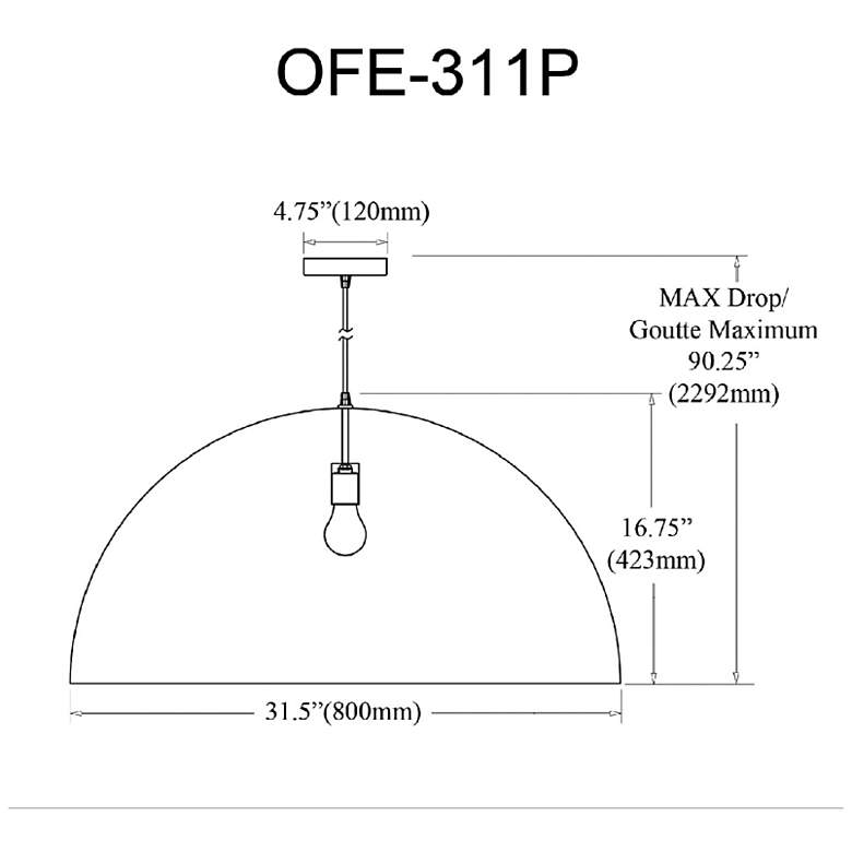 Image 4 Dainolite Ofelia 31 1/2" Wide Matte White Finish Modern Dome Pendant more views
