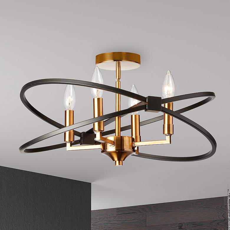 Image 1 Dainolite Paloma 18" Wide Vintage Bronze Ring 4-Light Ceiling Light