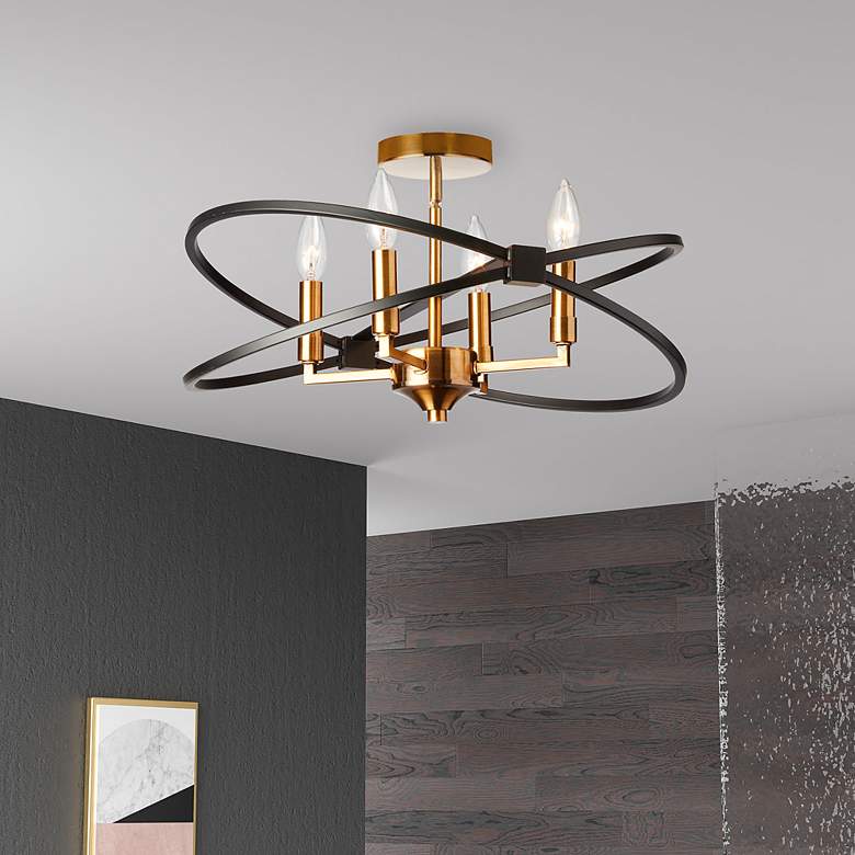 Image 3 Dainolite Paloma 18" Wide Vintage Bronze Ring 4-Light Ceiling Light more views