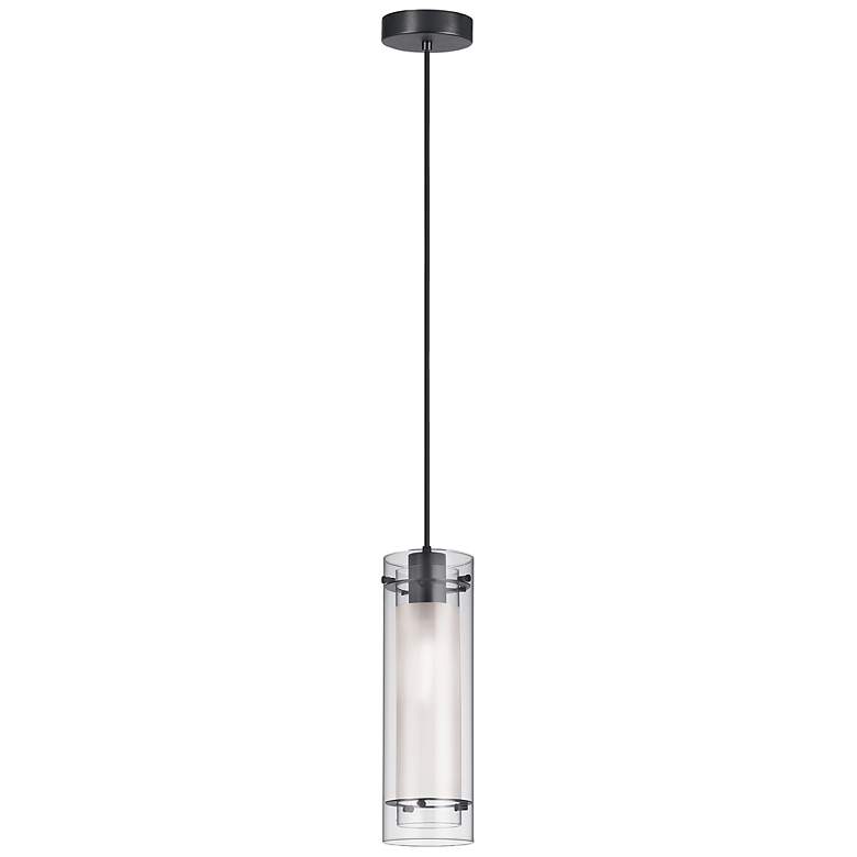 Image 1 Dainolite Pasha 5" Wide Matte Black Clear Frosted Glass Mini Pendant