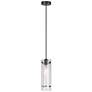 1_Dainolite Pasha 5" Wide Matte Black Clear Frosted Glass Mini Pendant