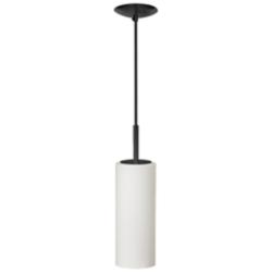 Dainolite Paza 4" Wide Matte Black White Cylinder Glass Mini Pendant