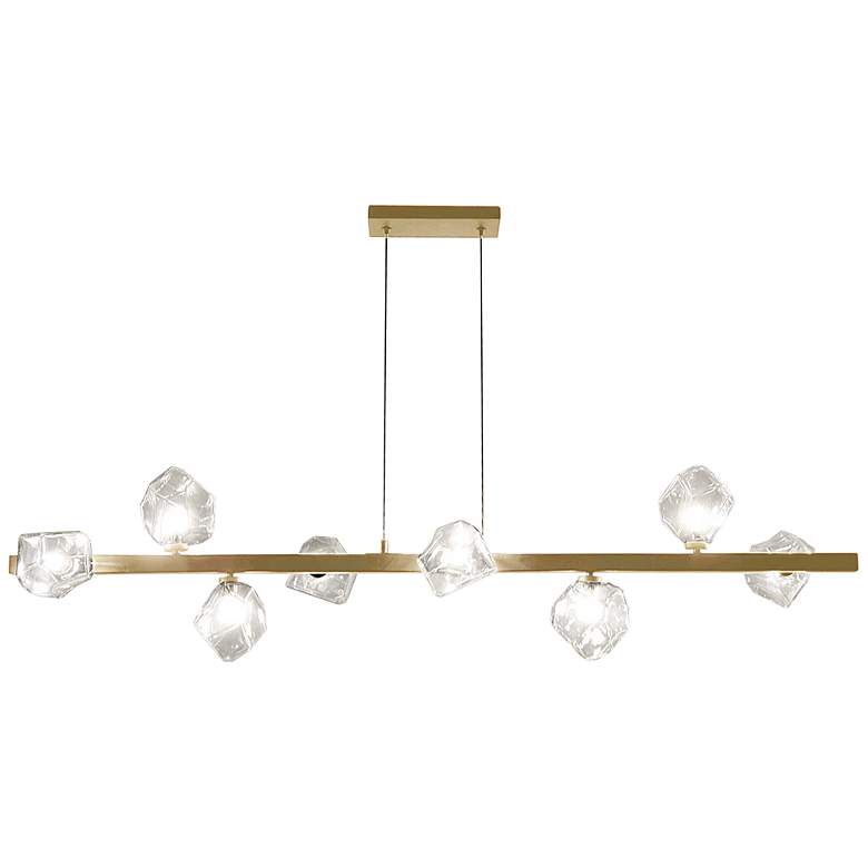 Image 1 Dainolite Pearlene 54" Wide Aged Brass 8-Light Linear Pendant