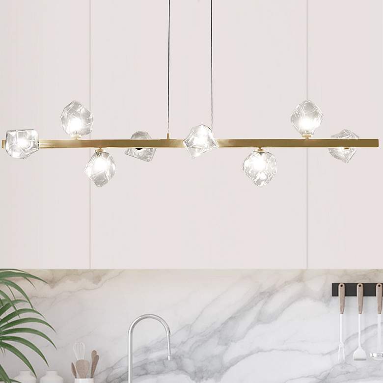 Image 3 Dainolite Pearlene 54" Wide Aged Brass 8-Light Linear Pendant more views