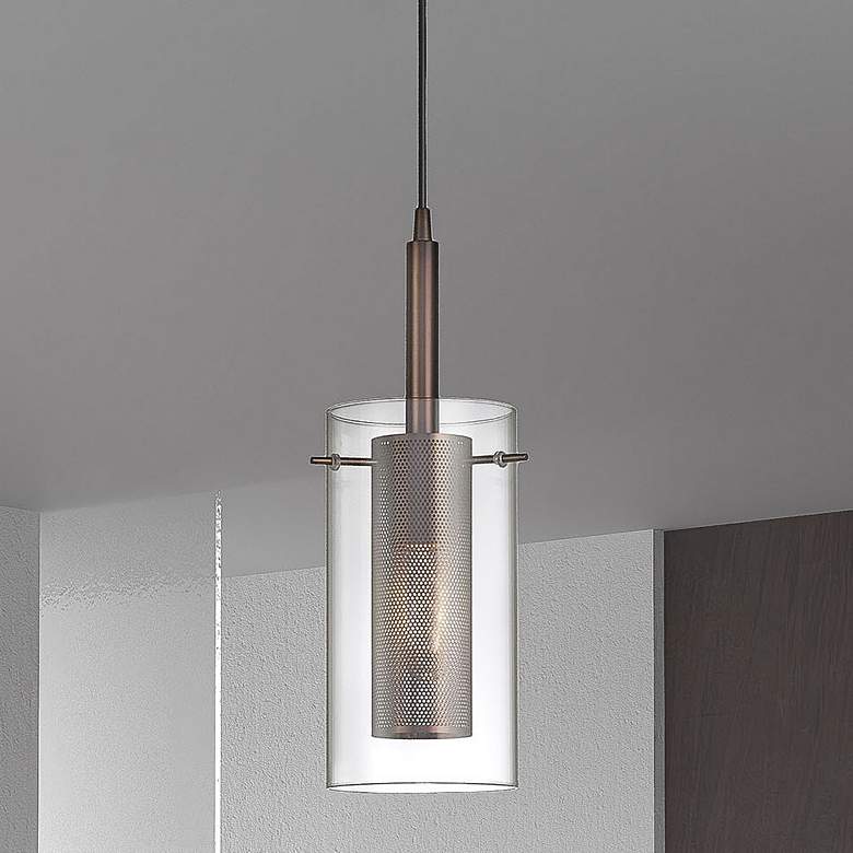 Image 1 Dainolite Percy 5 1/2" Wide Oil Brushed Bronze Mini Pendant
