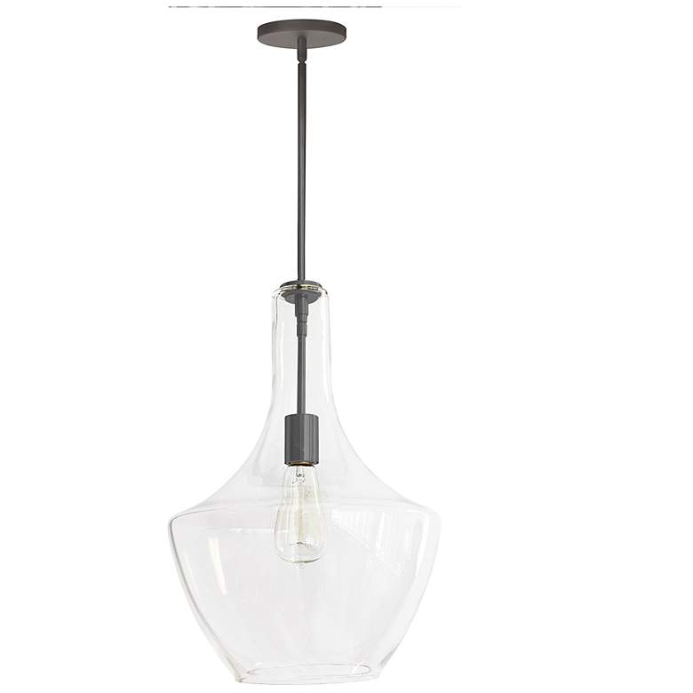Image 1 Dainolite Petalite 12 1/2" Wide Matte Black and Clear Glass Pendant