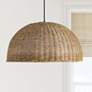 2_Dainolite Pourel 23 3/4" Wide Matte Black and Seagrass Pendant Light