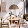 4_Dainolite Pourel 23 3/4" Wide Matte Black and Seagrass Pendant Light more views