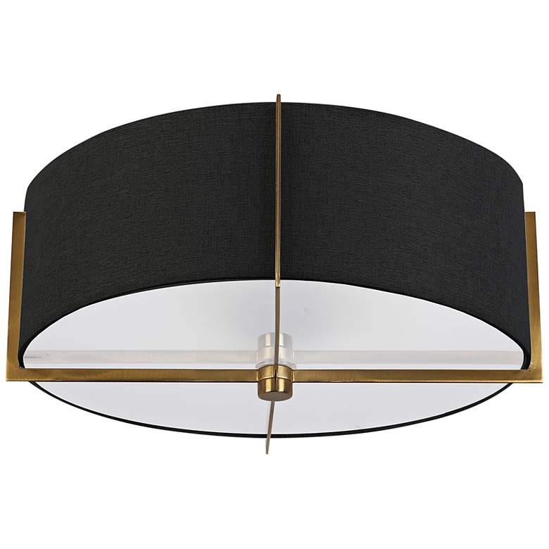 Image 3 Dainolite Preston 15" Wide Aged Brass Black Drum Ceiling Light