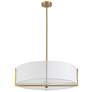 2_Dainolite Preston 26" Wide Aged Brass White Fabric Drum Pendant Light