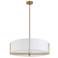Dainolite Preston 26" Wide Aged Brass White Fabric Drum Pendant Light