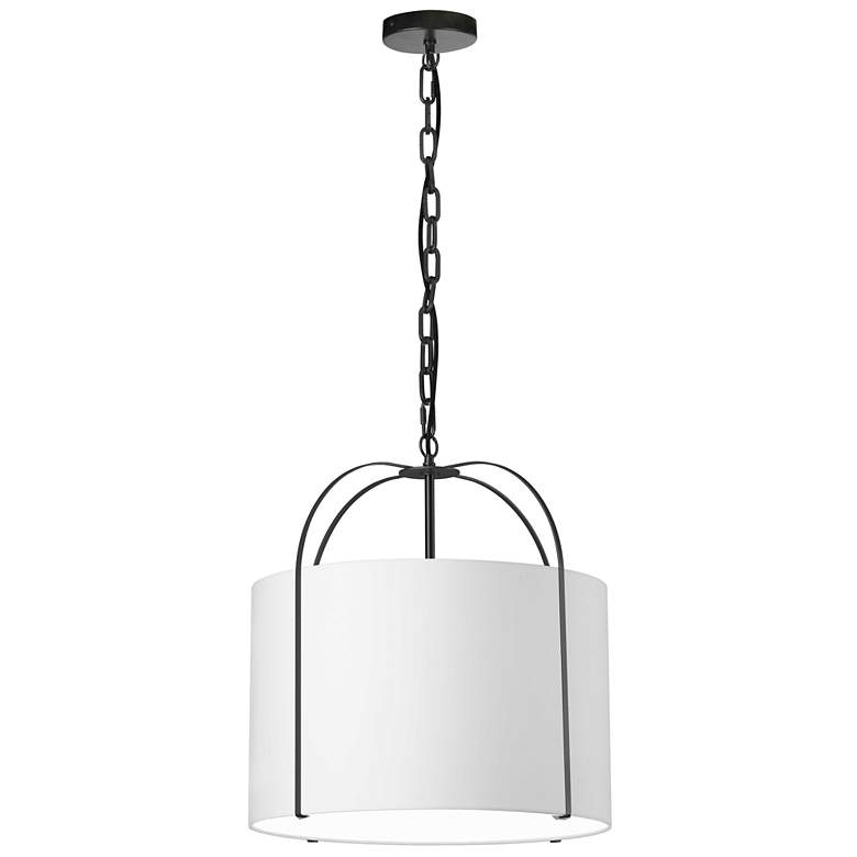 Image 1 Dainolite Quincy 18" Wide Matte Black White Drum Pendant
