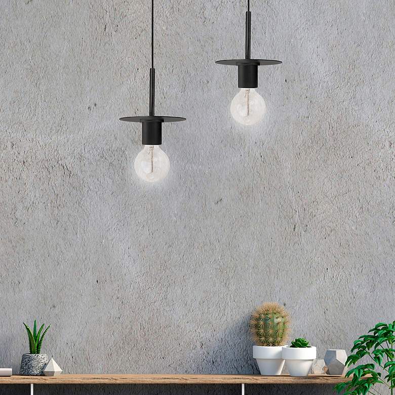 Image 2 Dainolite Roswell 8" Wide Medium Matte Black Pendant more views