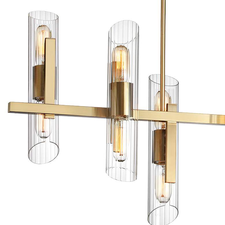 Image 2 Dainolite Samantha 40" Wide 12-Light Linear Tier Aged Brass Chandelier more views