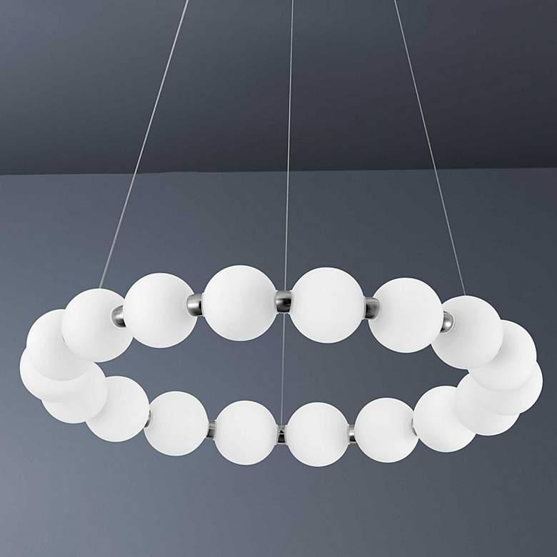Image 1 Dainolite Shelby 24 inch Wide White Ball and Chrome Modern Ring Chandelier