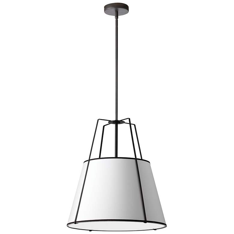 Image 2 Dainolite Trapezoid 18" Wide Black with White Shade Pendant Light