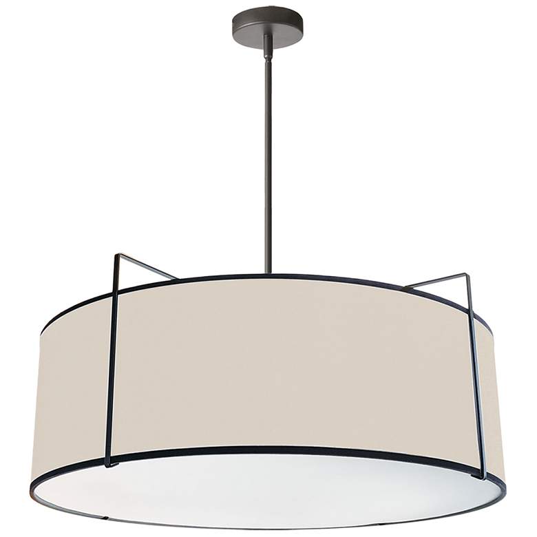 Image 1 Dainolite Trapezoid 24" 4-Light Black and Cream Modern Drum Pendant