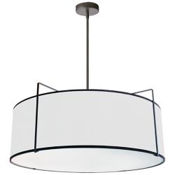 Dainolite Trapezoid 24" Wide 4-Light White Fabric Drum Pendant