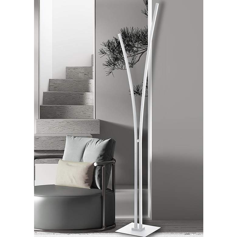 Image 1 Dainolite Vincent 66 1/4" Matte White LED Modern Arc Floor Lamp