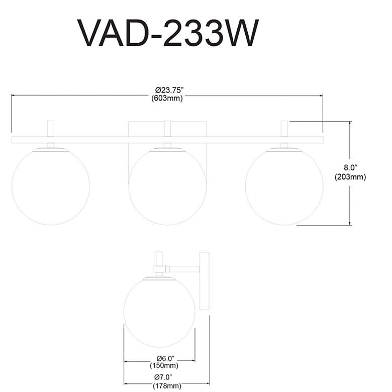 Image 4 Dainolite Vivaldi 23 3/4" Wide Matte Black 3-Light Bath Light more views